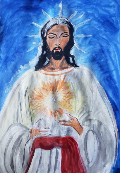 Gesù in preghiera - a Paint Artowrk by Andreina Cresta